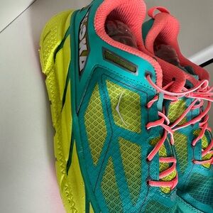 Hoka One One Women's Teal and Coral Athletic Shoes